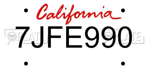 7JFE990 California License Plate