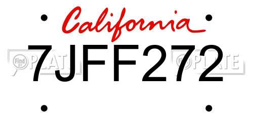 7JFF272 California License Plate