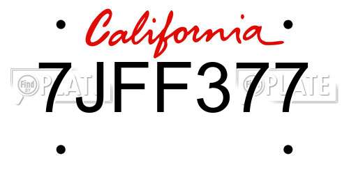 7JFF377 California License Plate