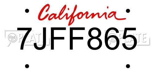 7JFF865 California License Plate