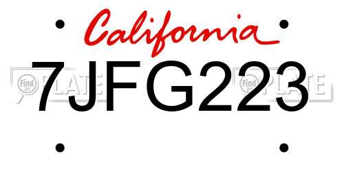 7JFG223 California License Plate