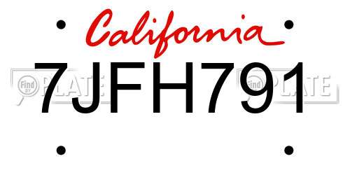 7JFH791 California License Plate