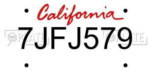 7JFJ579 California License Plate