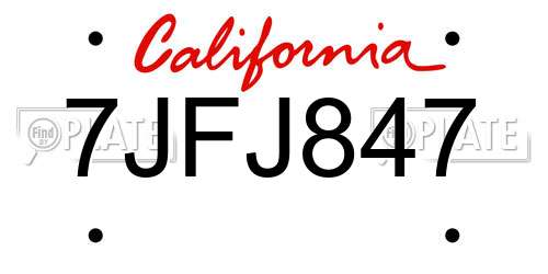 7JFJ847 California License Plate