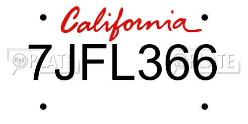 7JFL366 California License Plate