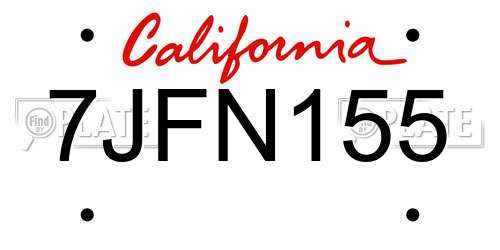 7JFN155 California License Plate
