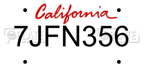 7JFN356 California License Plate