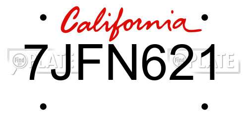 7JFN621 California License Plate
