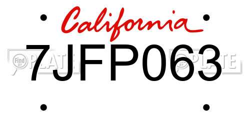 7JFP063 California License Plate