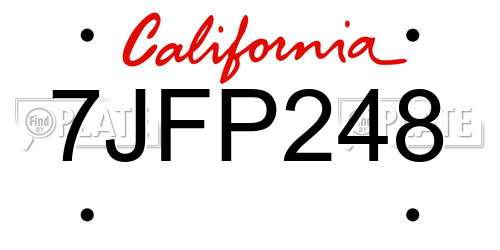 7JFP248 California License Plate