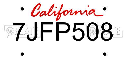 7JFP508 California License Plate