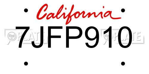 7JFP910 California License Plate