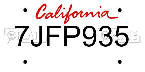 7JFP935 California License Plate