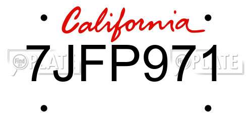 7JFP971 California License Plate