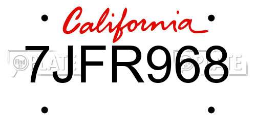 7JFR968 California License Plate