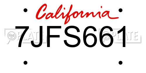 7JFS661 California License Plate