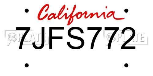 7JFS772 California License Plate