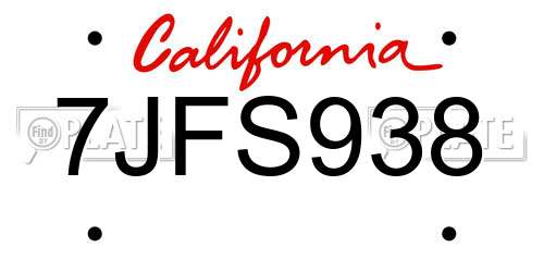 7JFS938 California License Plate