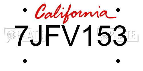 7JFV153 California License Plate