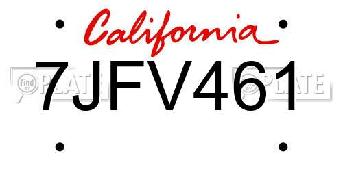 7JFV461 California License Plate