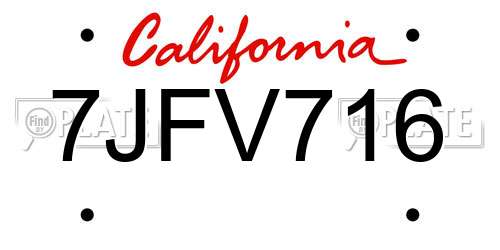 7JFV716 California License Plate