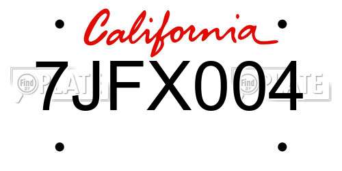 7JFX004 California License Plate