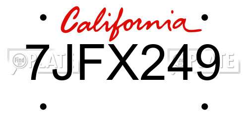 7JFX249 California License Plate