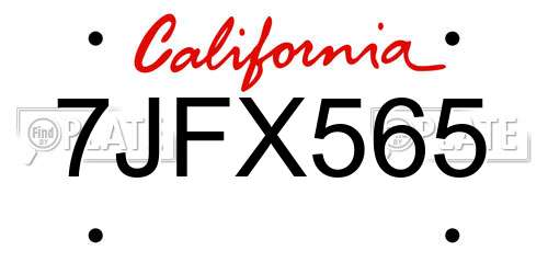 7JFX565 California License Plate