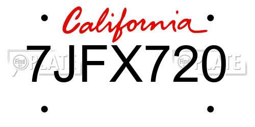 7JFX720 California License Plate