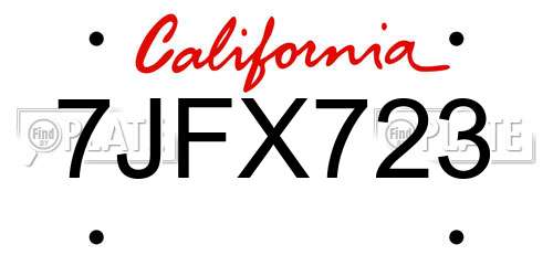 7JFX723 California License Plate
