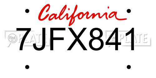7JFX841 California License Plate