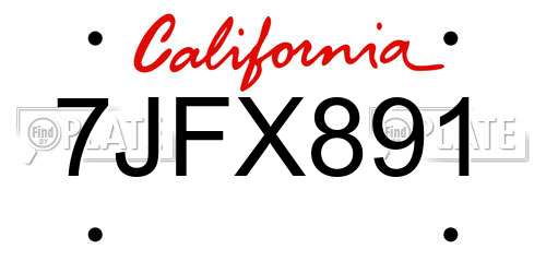 7JFX891 California License Plate