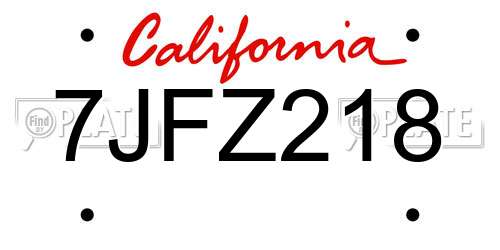 7JFZ218 California License Plate