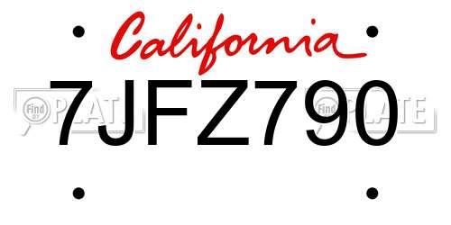 7JFZ790 California License Plate