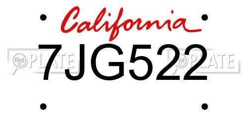 7JG522 California License Plate