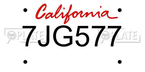 7JG577 California License Plate
