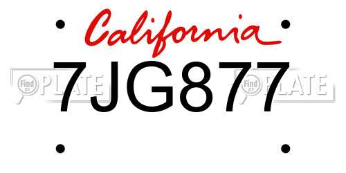 7JG877 California License Plate