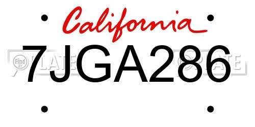 7JGA286 California License Plate