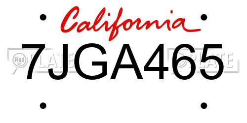 7JGA465 California License Plate