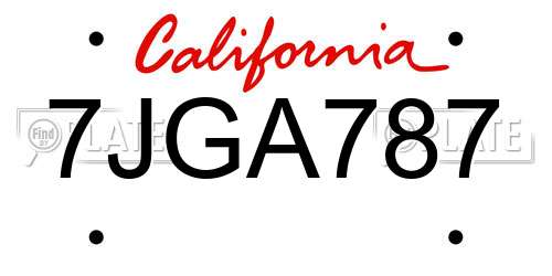 7JGA787 California License Plate