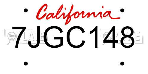 7JGC148 California License Plate