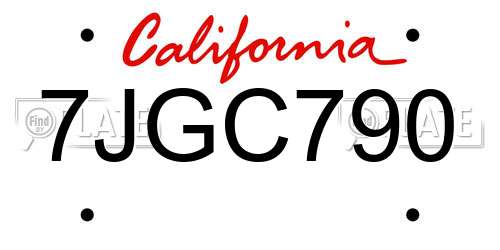 7JGC790 California License Plate