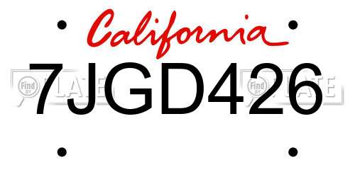 7JGD426 California License Plate