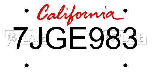 7JGE983 California License Plate