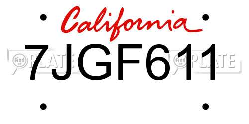 7JGF611 California License Plate