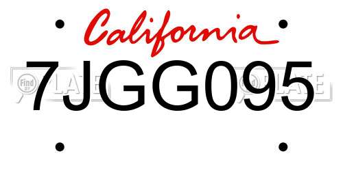 7JGG095 California License Plate