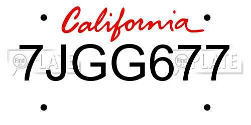 7JGG677 California License Plate