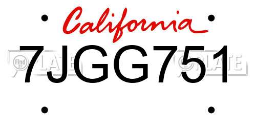 7JGG751 California License Plate