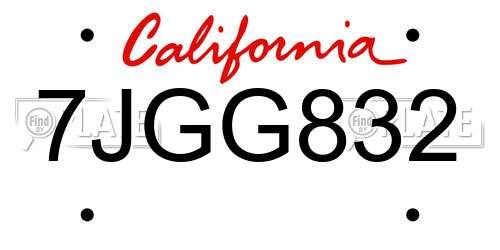7JGG832 California License Plate