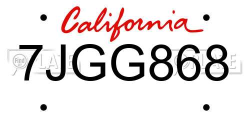 7JGG868 California License Plate